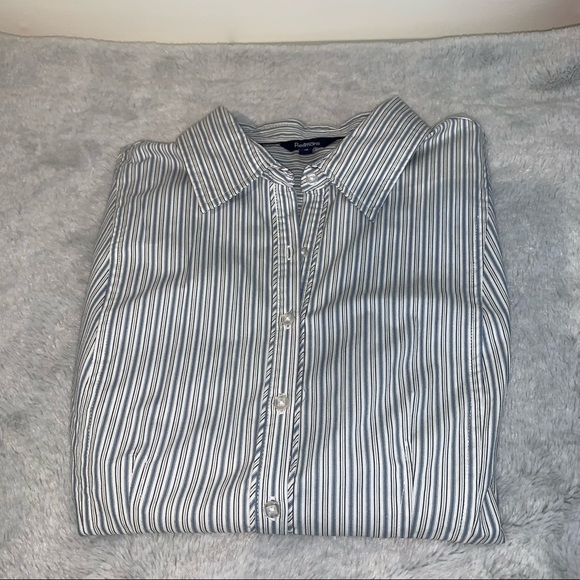 White Blouse with Blue & Black Pin Stripe - Picture 2 of 11